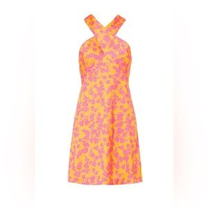 SLATE & WILLOW Crossover Halter Mini Dress in Orange Floral Size xs